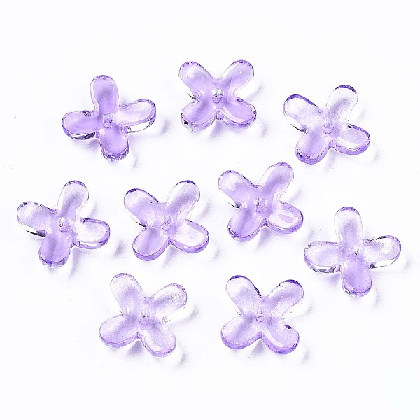 

PandaHall Transparent Spray Painted Glass Beads, Flower, Lilac, 12x9.5x3.5mm, Hole: 1mm Glass Flower Purple