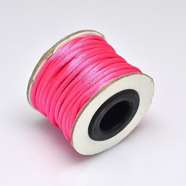 

PandaHall Macrame Rattail Chinese Knot Making Cords Round Nylon Braided String Threads, Fuchsia, 2mm, about 10.93 yards(10m)/roll Nylon Pink