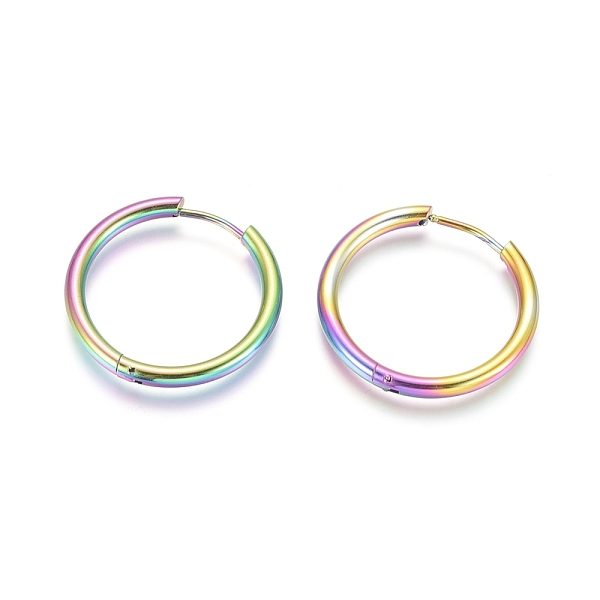 

PandaHall Ion Plating(IP) 304 Stainless Steel Huggie Hoop Earrings, Hypoallergenic Earrings, with 316 Surgical Stainless Steel Pin, Rainbow...