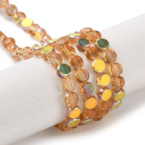 

PandaHall Transparent Electroplate Glass Beads Strands, AB Color Plated, Faceted, Flat Round, Sandy Brown, 4x4x2.5mm, Hole: 1.1mm, about...
