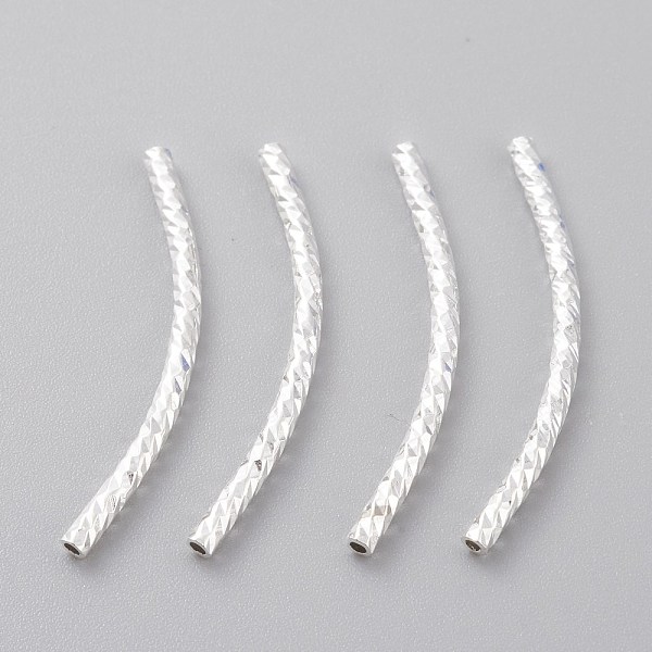 

PandaHall Brass Tube Beads, Long-Lasting Plated, Curved Beads, Tube, 925 Sterling Silver Plated, 25x1.5mm, Hole: 0.8mm Brass Tube