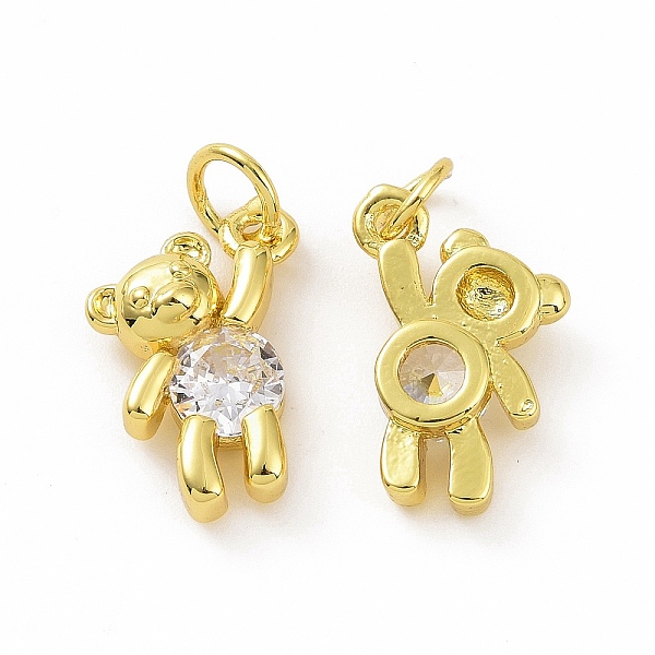 

PandaHall Brass Micro Pave Clear Cubic Zirconia Charms, with Jump Rings, Bear, Clear, 14x11x4mm, Hole: 4mm Brass+Cubic Zirconia Bear Clear