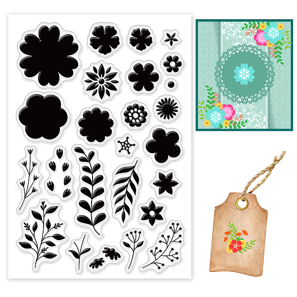 

PandaHall BENECREAT Plants Theme Clear Stamps Cartoon Flowers Leaves Branch PVC Silicone Stamps for for DIY Scrapbooking, Photo Album...