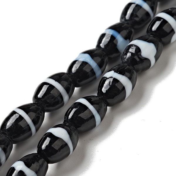 

PandaHall Handmade Lampwork Beads strand, Oval, Black, 9.5~10x6~6.5mm, Hole: 1.2mm, about 38pcs/strand, 13.98 inch(35.5cm) Lampwork Oval...