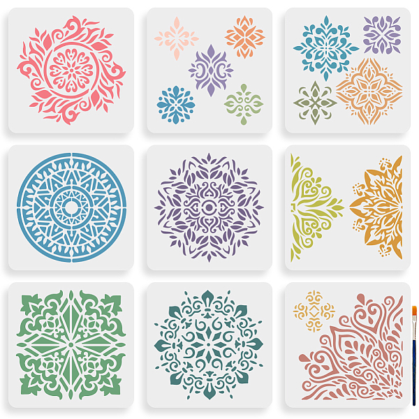 

PandaHall MAYJOYDIY US 1 Set Mandala PET Hollow Out Drawing Painting Stencils, with 1Pc Art Paint Brushes, for DIY Scrapbook, Photo Album...