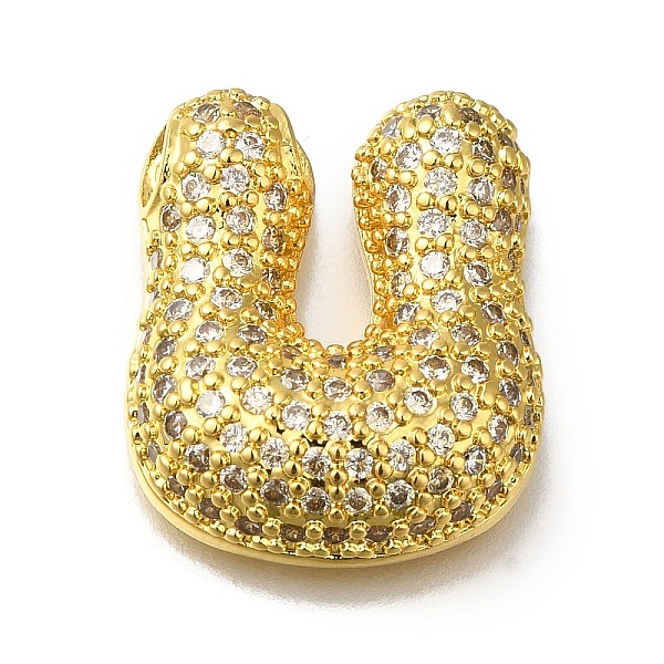 

PandaHall Brass with Cubic Zirconia Pendant, Letter U, Letter U, 22x19x6.5mm, Hole: 4mm Brass+Cubic Zirconia Letter U Clear