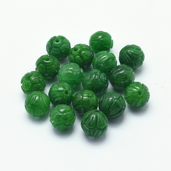 

PandaHall Natural Myanmar Jade/Burmese Jade Beads, Dyed, Round, 8mm, Hole: 1.5mm Myanmar Jade Round Green