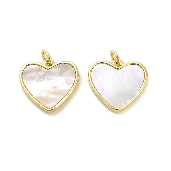 

PandaHall Brass Pave Shell Pendants, Heart Charms with Jump Ring, Real 18K Gold Plated, 15x16.5x2.5mm, Hole: 3.5mm Shell Heart