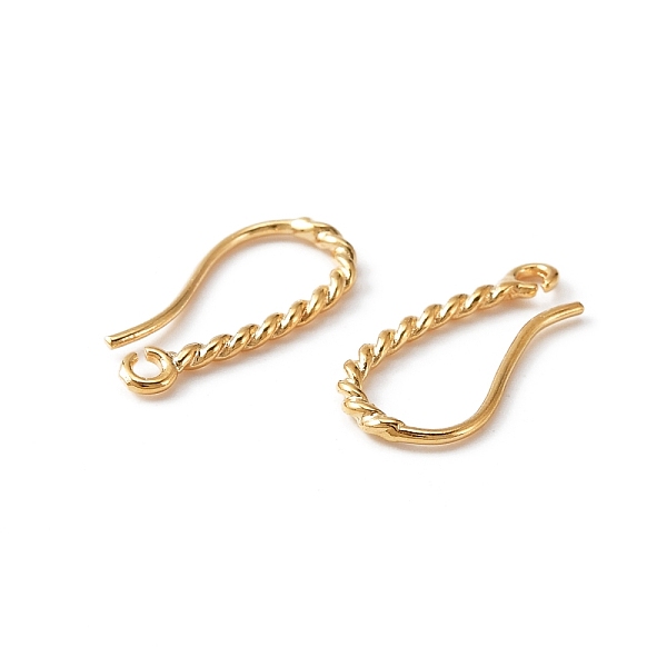 

PandaHall Brass Earring Hooks, with Horizontal Loops, Twist Rope Shape, Real 14K Gold Plated, 17.5x8.5x1.4mm, Hole: 1.4mm, Pin: 0.8mm Brass