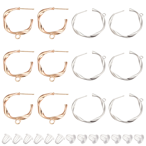 

PandaHall BENECREAT 12PCS Real Gold Plated Brass Stud Earring Fitting, Half Hoop Earrings, Platinum and Yellow Gold Coloured Studs with 30...