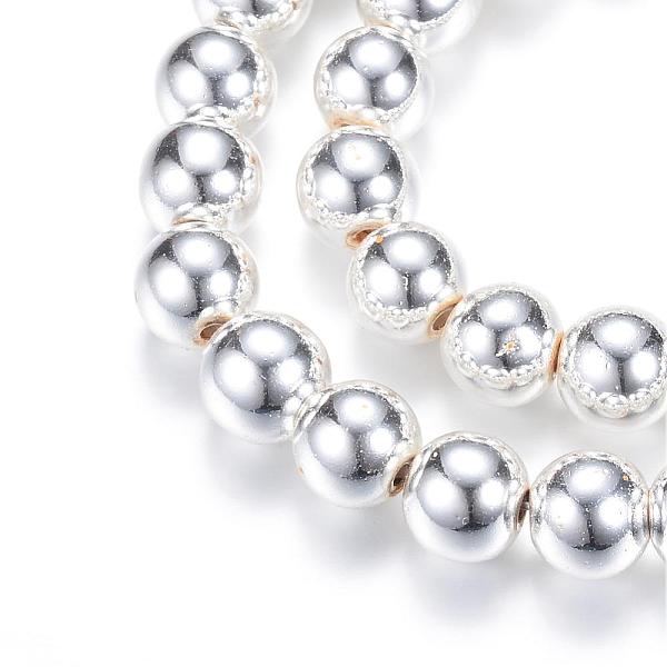 

PandaHall Electroplate Non-magnetic Synthetic Hematite Beads Strands, Round, Silver Plated, 6mm, Hole: 1~1.5mm, about 67~72pcs/strand, 15.7...