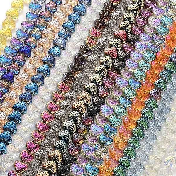 

PandaHall Electroplate Transparent Glass Beads Strands, Heart, Mixed Color, 13x15mm, Hole: 1.2mm, about 50pcs/strand, 25.59''(65cm) Glass..., Multicolor