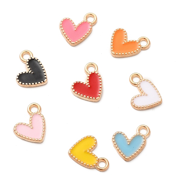 

PandaHall Alloy Enamel Charms, Heart Charms, Golden, Mixed Color, 10x9x1.2mm, Hole: 1.5mm Alloy+Enamel Heart Multicolor