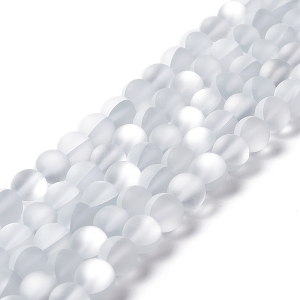 

PandaHall Synthetic Moonstone Beads Strands, Frosted, Round, Clear, 10mm, Hole: 1mm, about 38~40pcs/strand, 14.96''~15.16''(38~38.5cm)...