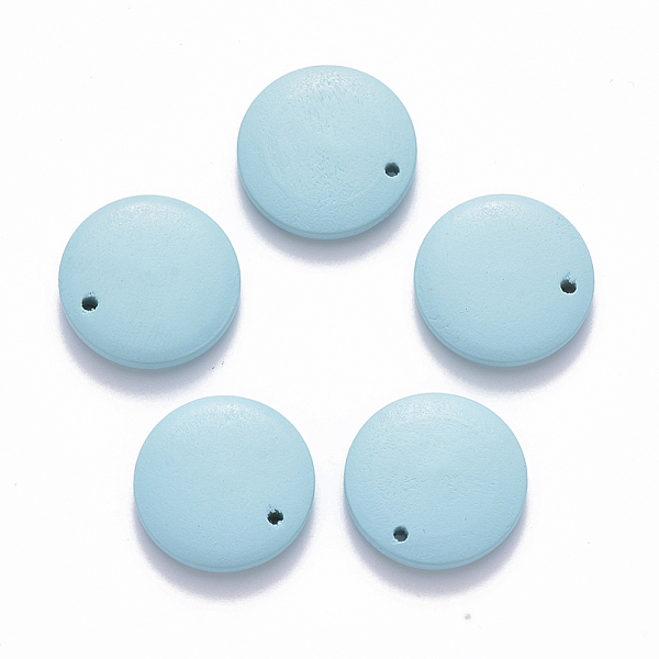 

PandaHall Painted Wood Pendants, Flat Round, Light Sky Blue, 20x4mm, Hole: 1.5mm Wood Flat Round Blue