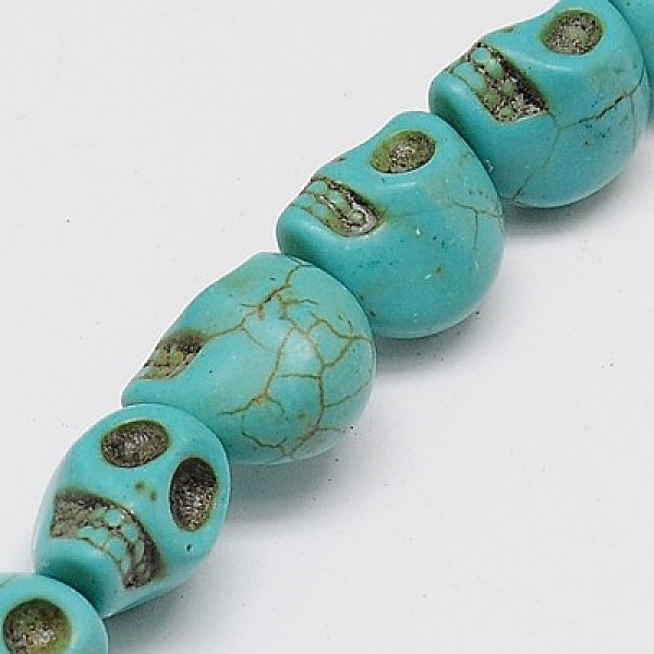 

PandaHall Synthetic Turquoise Beads Strands, Dyed, Skull, Medium Turquoise, 30x23x29mm, Hole: 1mm, about 40pcs/1000g Synthetic Turquoise..., Cyan