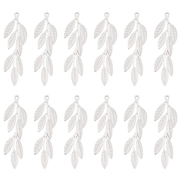 

PandaHall Unicraftale 316L Surgical Stainless Steel Pendants, Leaf Charm, Textured, Stainless Steel Color, 29.5x8x0.8mm, Hole: 1mm...