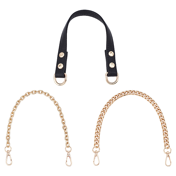 

PandaHall WADORN 3 Styles Purse Handbag Chain Strap, DIY Iron Flat Chain Chunky Metal Purse Handle Leather Clutches Handle Replacement Gold..., Multicolor