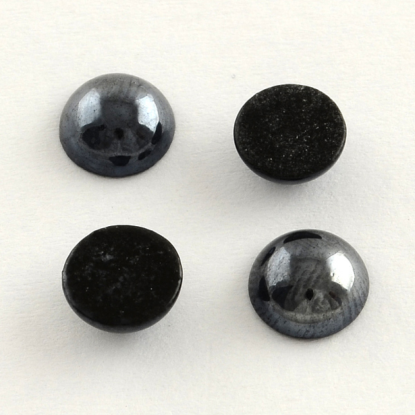 

PandaHall Pearlized Plated Opaque Glass Cabochons, Half Round/Dome, Black, 13~14x5~5.5mm Glass Half Round Black