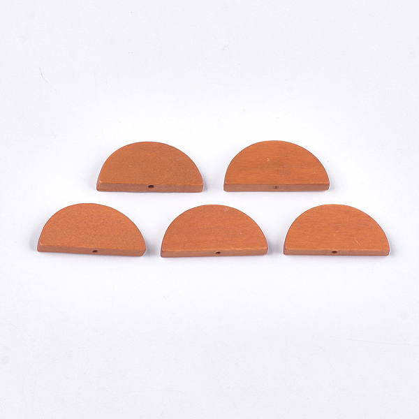 PandaHall Painted Natural Wood Beads, Semicircle, Chocolate, 15x30x4mm, Hole: 1.5mm Wood Half Round Brown