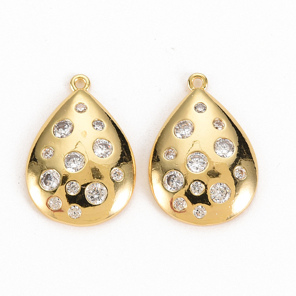 

PandaHall Brass Micro Pave Clear Cubic Zirconia Pendants, Nickel Free, Teardrop, Real 18K Gold Plated, 19.5x13.5x3mm, Hole: 1mm Brass+Cubic...