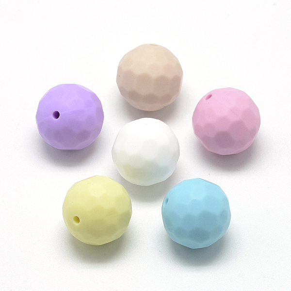 

PandaHall Food Grade Eco-Friendly Silicone Beads, Chewing Beads For Teethers, DIY Nursing Necklaces Making, Faceted Round, Mixed Color..., Multicolor