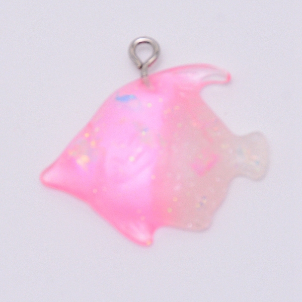 

PandaHall Transparent Resin Pendants, with Platinum Plated Iron Loop, Fish Shape, Hot Pink, 28.5x30x8.5mm, Hole: 2mm Iron+Resin Fish