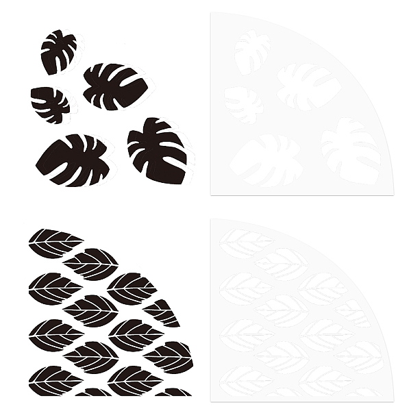

PandaHall Custom Acrylic Tie-Dye Template, Painting Supplies, Fanshaped, Leaf Pattern, 20x20x0.25cm, 2pcs/set Acrylic Leaf