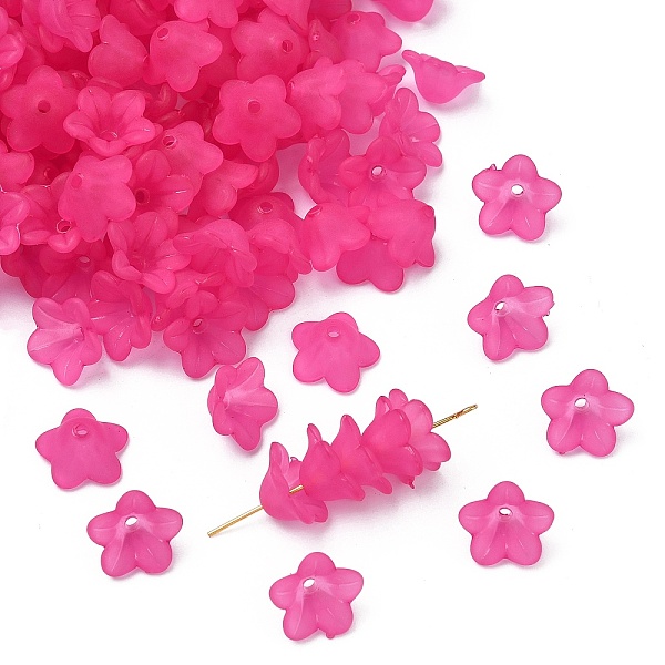 分厚いマゼンタ透明つや消しの花のアクリルビーズ