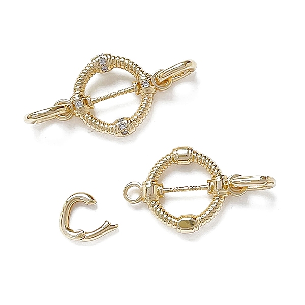 

PandaHall Brass Micro Pave Clear Cubic Zirconia Fold Over Clasps, Long-Lasting Plated, Ring, Real 18K Gold Plated, 36mm, Ring: 24x17x3.5mm...