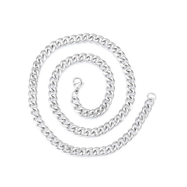 

PandaHall Men's 201 Stainless Steel Cuban Link Chain Necklace, Stainless Steel Color, 19.69 inch(50cm), Wide: 7mm 201 Stainless Steel