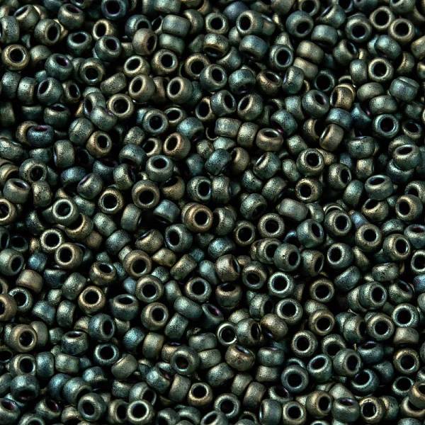 

PandaHall MIYUKI Round Rocailles Beads, Japanese Seed Beads, 15/0, (RR2008) Matte Metallic Patina Iris, 1.5mm, Hole: 0.7mm, about..., Green