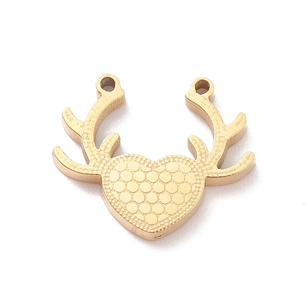 

PandaHall 304 Stainless Steel Pendants, Heart with Antlers Charm, Real 18K Gold Plated, 13x15x2mm, Hole: 1mm 304 Stainless Steel Heart