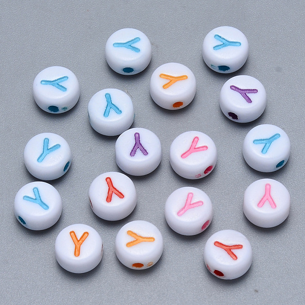 

PandaHall Craft Acrylic Horizontal Hole Letter Beads, Flat Round, Mixed Color, Letter.Y, 7x3.5~4mm, Hole: 1.5mm, about 3600pcs/500g Acrylic..., Multicolor