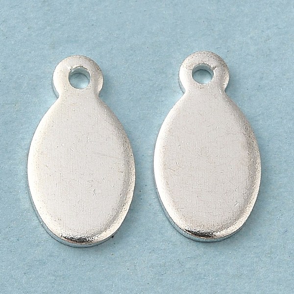 PandaHall Brass Stamping Blank Tag Pendants, Soldered, Oval, Silver, 13x7x1mm, Hole: 1.3mm Brass Oval