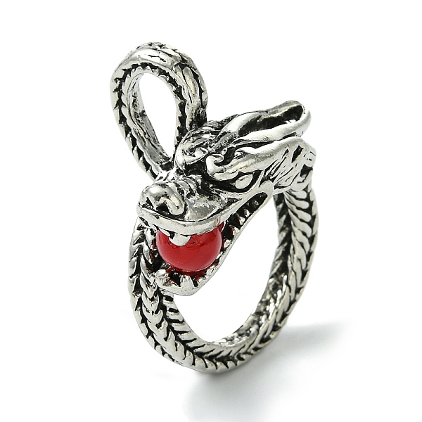

PandaHall Dragon Alloy Finger Ring, with Resin, Lead Free & Cadmium Free, Antique Silver, 9mm, Inner Diameter: 17mm Alloy+Resin Dragon