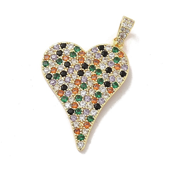 

PandaHall Brass Micro Pave Cubic Zirconia Pendants, Heart, Real 18K Gold Plated, 28x19.5x2mm, Hole: 5mm Brass+Cubic Zirconia Heart