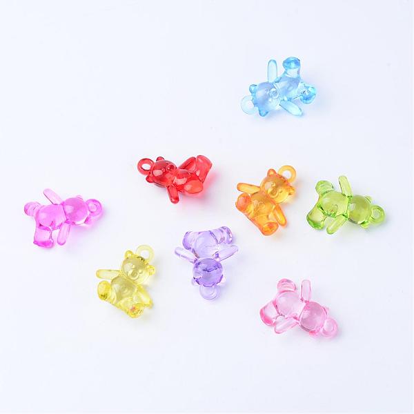

PandaHall Transparent Acrylic Pendants, Bear, Mixed Color, 24x22x10~15mm, Hole: 3mm, about 320pcs/500g Acrylic Bear Multicolor