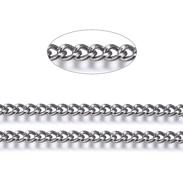 

PandaHall Brass Twisted Chains, Curb Chains, Diamond Cut, Unwelded, Faceted, with Spool, Oval, Lead Free & Cadmium Free, Gunmetal, 4x3x0.8mm...