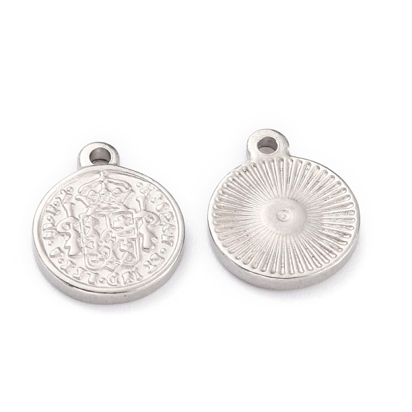 

PandaHall 304 Stainless Steel Charms, Flat Round, Stainless Steel Color, 13.5x11.5x1.5mm, Hole: 1.4mm 304 Stainless Steel Flat Round