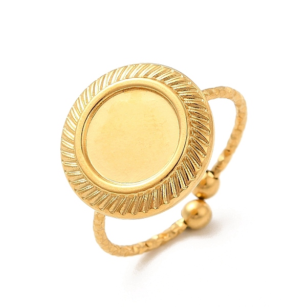 

PandaHall Ion Plating(IP) 304 Stainless Steel Open Cuff Ring Component, Ring Settings, Flat Round, Real 18K Gold Plated, Inner Diameter...