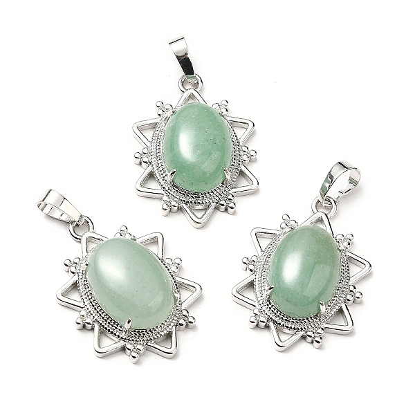 

PandaHall Natural Green Aventurine Pendants, Flower Charms, with Platinum Tone Brass Findings, Cadmium Free & Lead Free, 32x23x9.5~10.5mm...