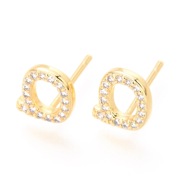 Brass Micro Pave Clear Cubic Zirconia Stud Earrings