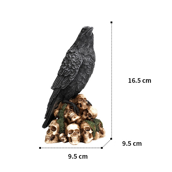PandaHall Halloween Resin Figurines, for Home Desktop Decoration, Crow, 95x95x165mm Resin Others Black