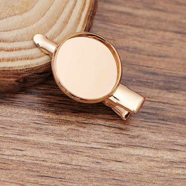 

PandaHall Iron Alligator Hair Clip Findings, with Brass Flat Round Cabochon Bezel Settings, Light Gold, 35mm, Tray: 18mm Iron