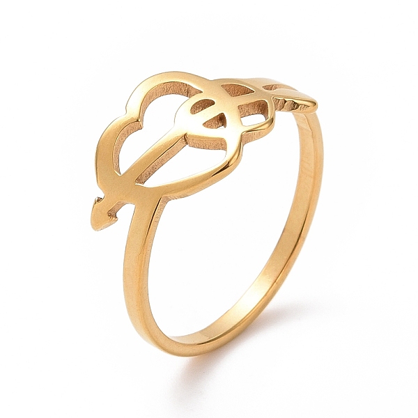 

PandaHall Ion Plating(IP) 201 Stainless Steel Arrow of Cupid Finger Ring, Hollow Wide Ring for Valentine's Day, Golden, US Size 6 1/2...