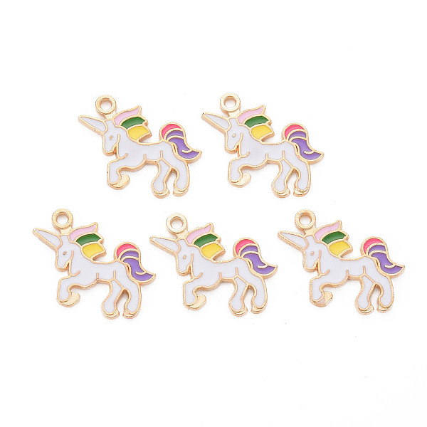 

PandaHall Alloy Enamel Pendants, Light Gold, Cadmium Free & Lead Free, Unicorn, Medium Purple, 20x22x1mm, Hole: 1.8mm Alloy+Enamel Unicorn