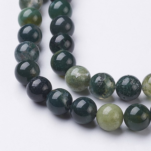 Natural Moss Agate Beads Strands