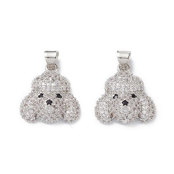 

PandaHall Brass Micro Pave Cubic Zirconia Pendants, Real Platinum Plated, Dog Charms, Clear, 18.5x17x6mm, Hole: 5x3.5mm Brass+Cubic Zirconia...