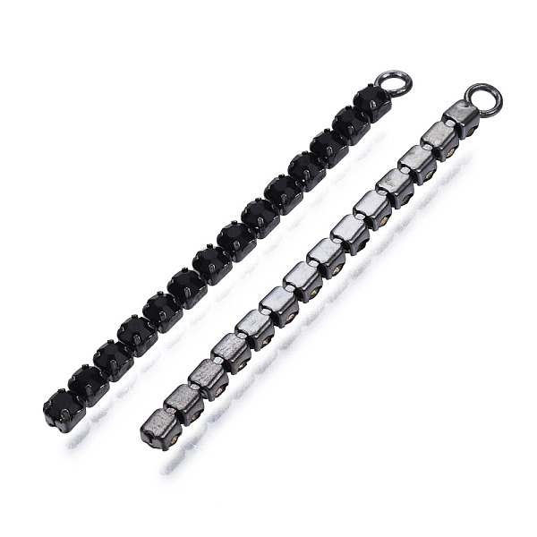 

PandaHall Rack Plated Brass Pave Rhinestone Chain Big Pendants, Cadmium Free & Nickel Free & Lead Free, Gunmetal, Jet, 54x4x3mm, Hole: 2.5mm..., Black